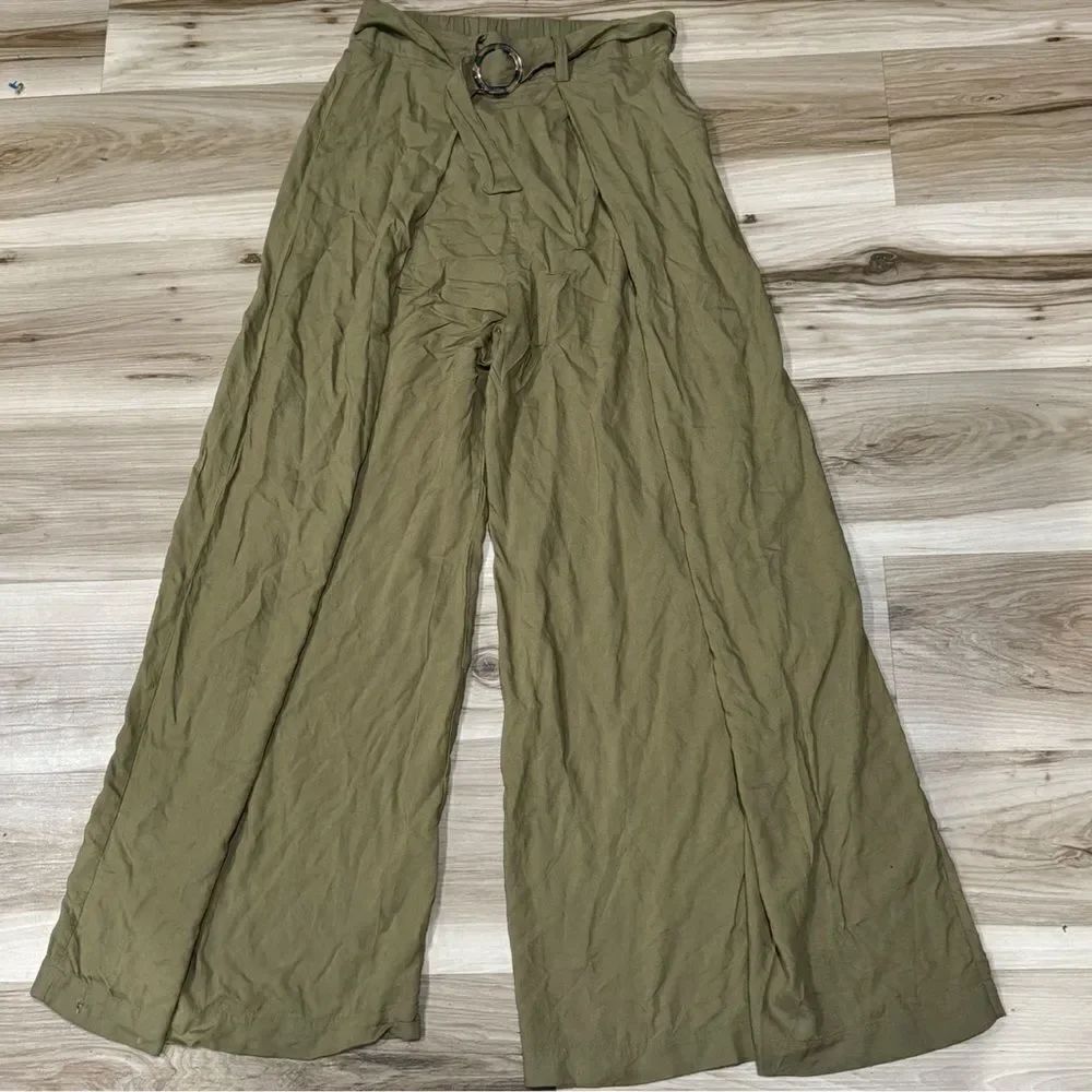 Monki Wide Leg Belted Khaki Pants Women’s XS